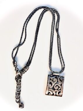 Brighton “Deco Lace” Silver Scroll Pendant Necklace - retired piece.